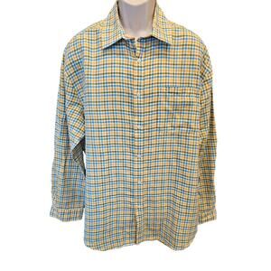Alan Flusser Button Down bright linen blend Colorful Long Sleeve casual EUC XL